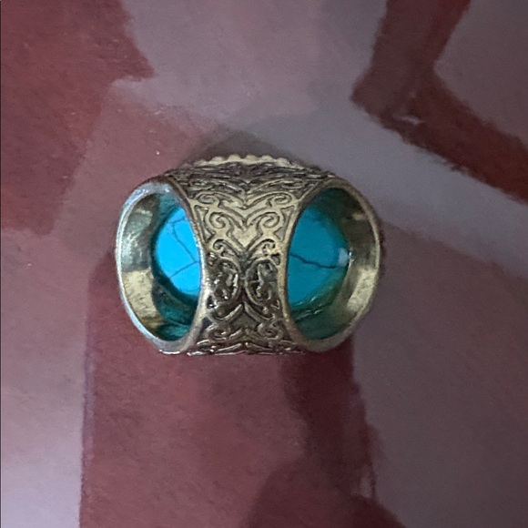 Oversized Turquoise Statement Ring Cocktail Country Southern Cowgirl Style Ring - Picture 5 of 12
